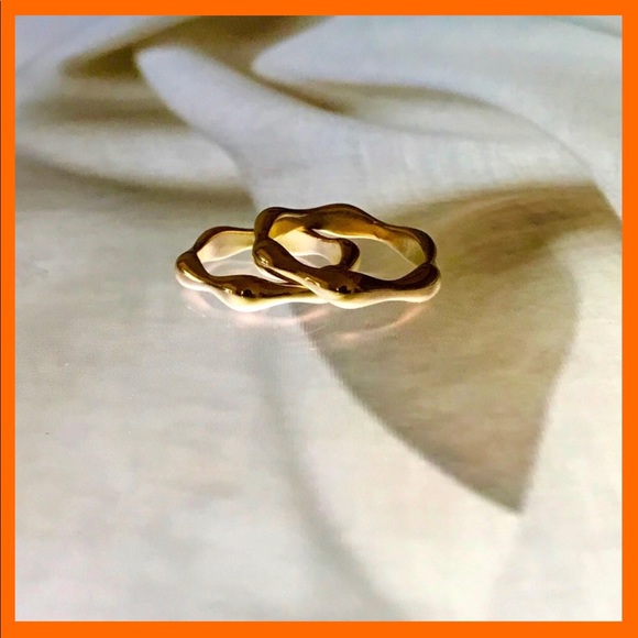 1 Oak Jewelry - 18k Cute Ripple Handmade Gold Ring Tarnish Free